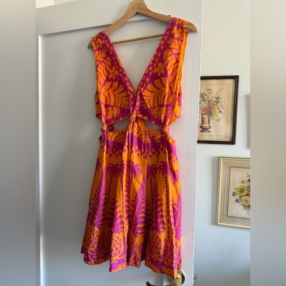 Vibrant Orange and Pink Sleeveless Dress